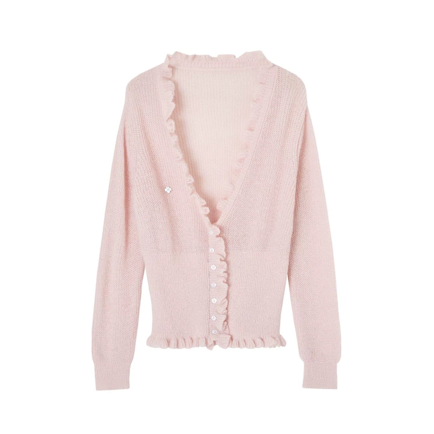 Large V-Neck Lace Waist-Cinching Cardigan