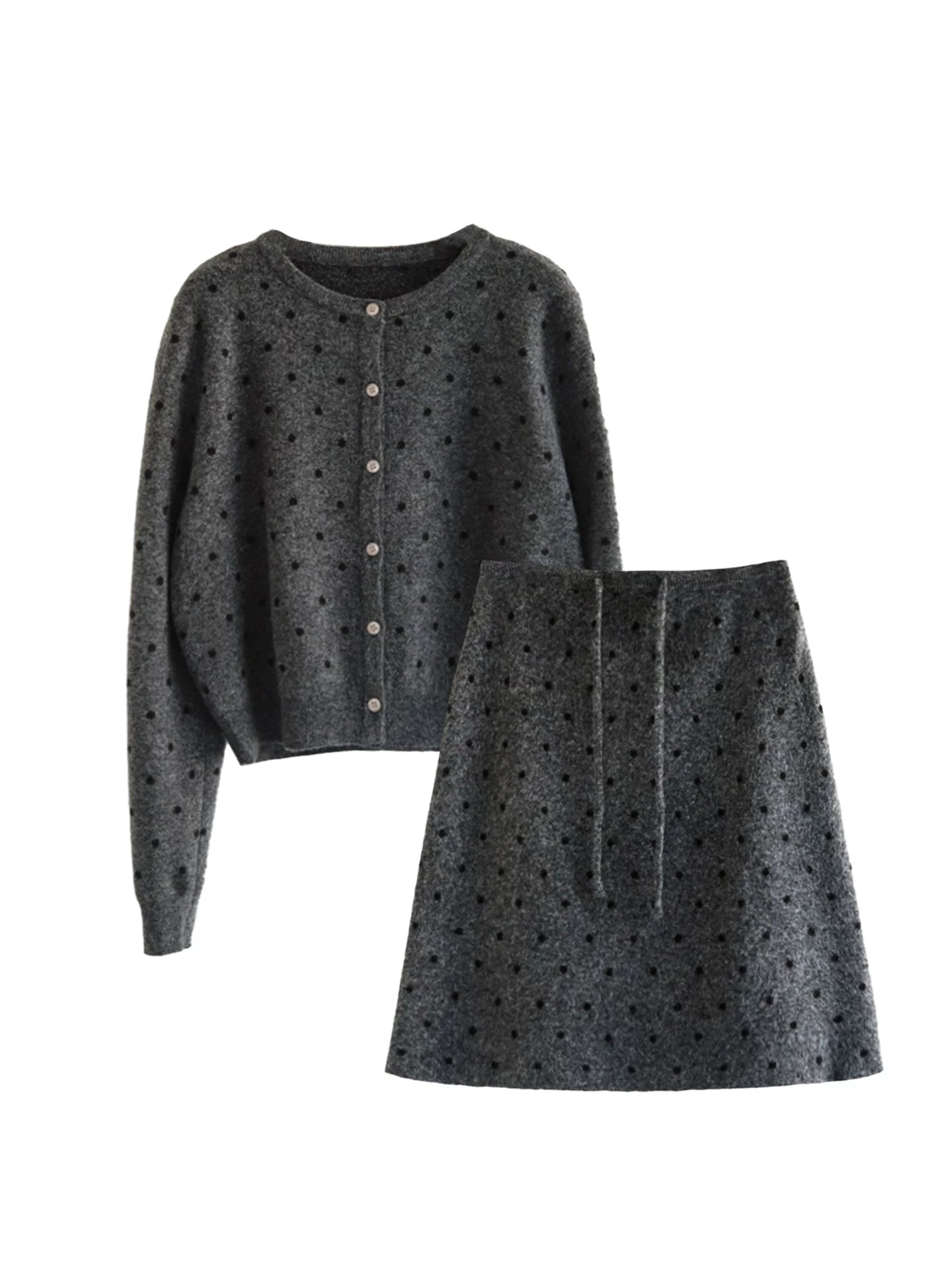Romantic Polka Dot Cardigan Set-Up