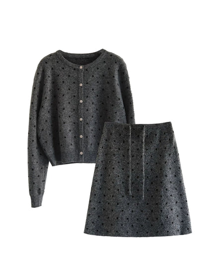 Romantic Polka Dot Cardigan Set-Up