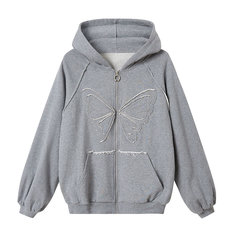 Butterfly Loose Slouchy Hooded Coat