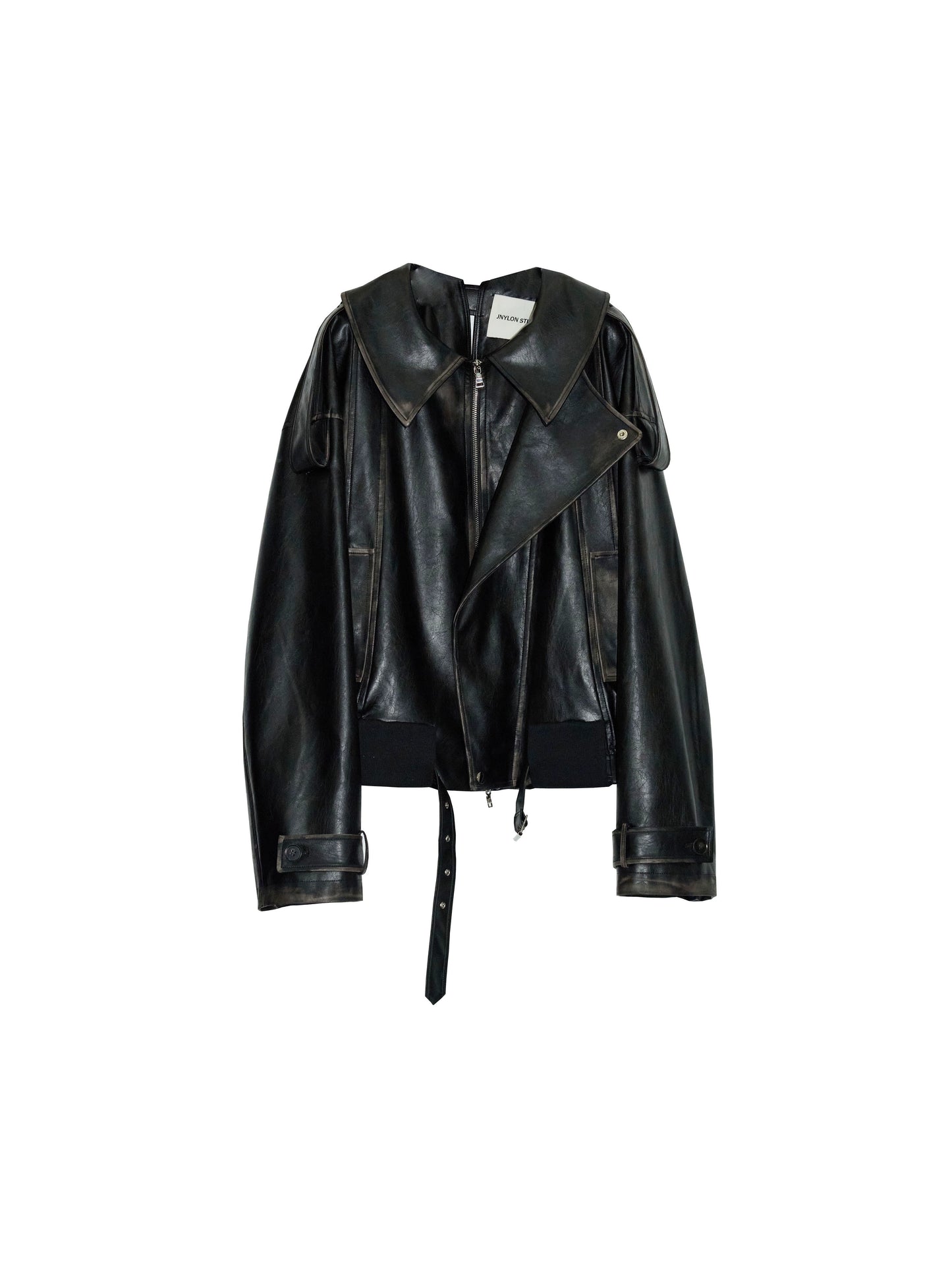 Dark Rock Distressed Leather Jacket