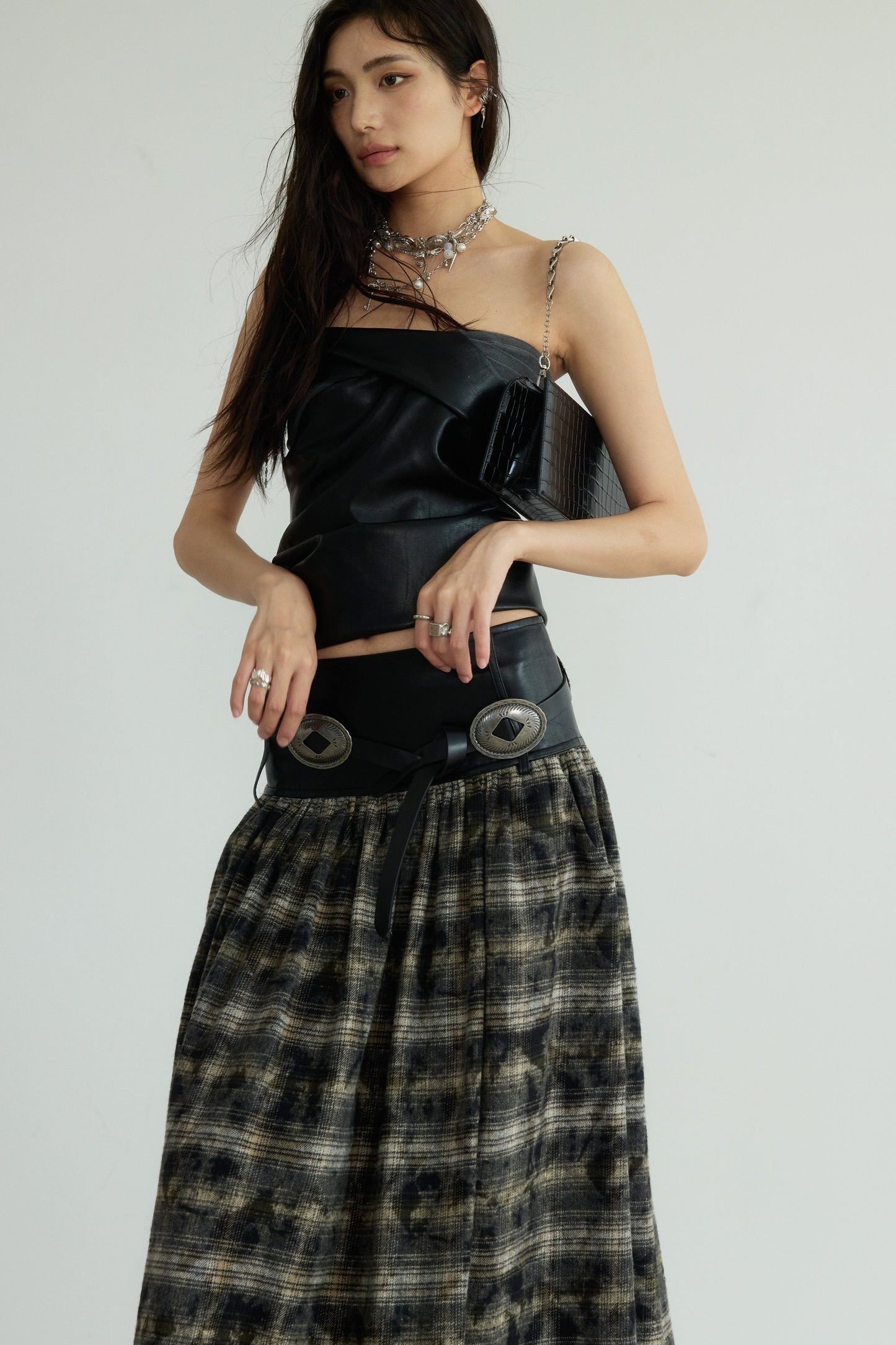 Stitched PU Leather Bandeau Top