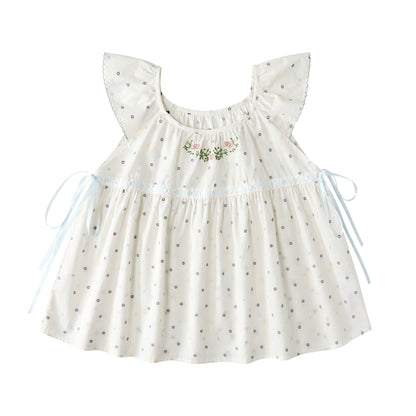 Butterfly Flower Short Sleeve Top With Skirt Set-Up