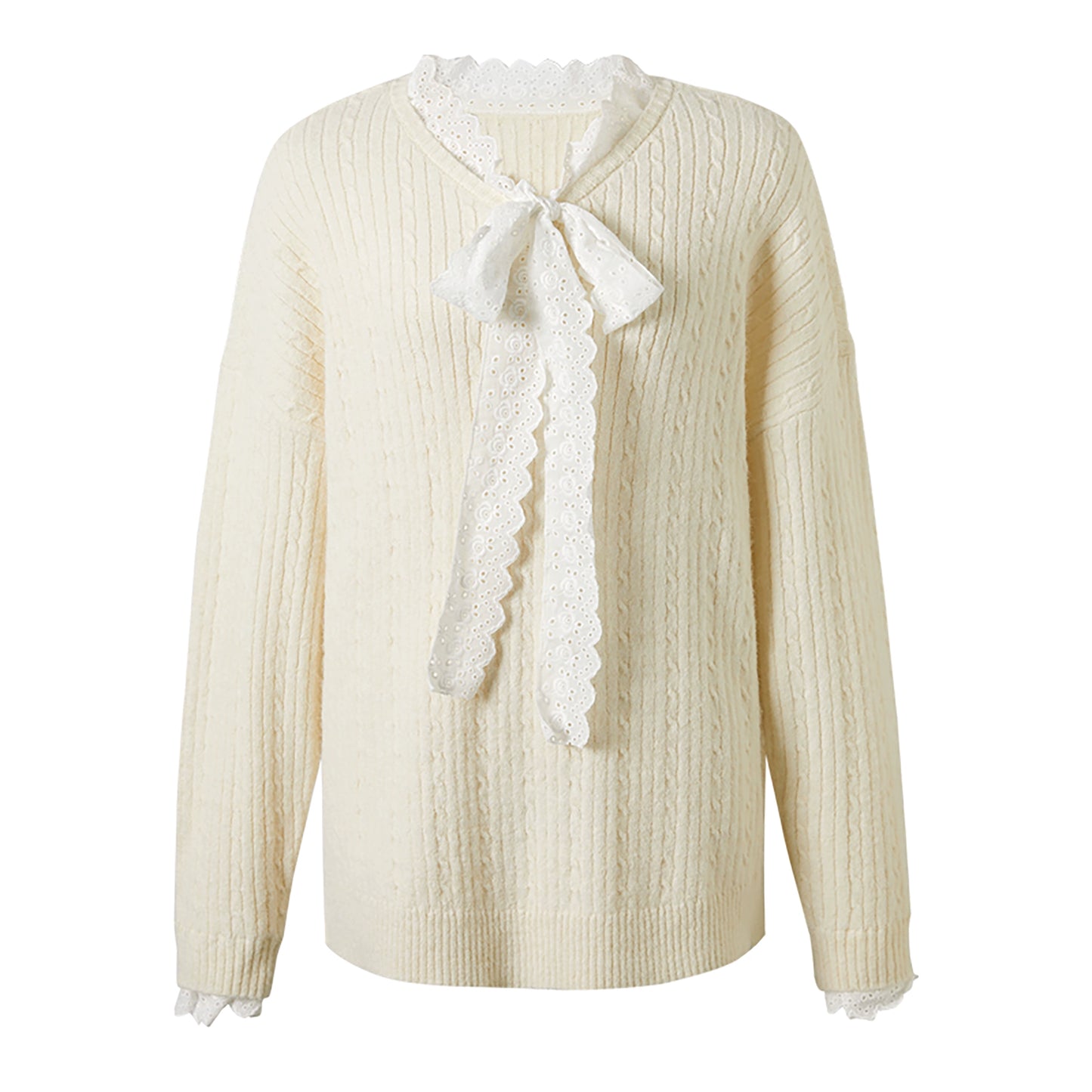 Sweet Lace V-Neck Sweater