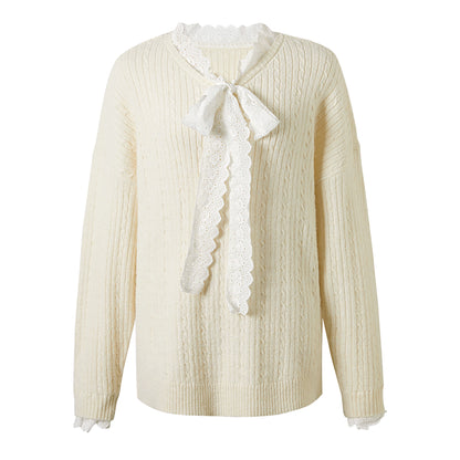 Sweet Lace V-Neck Sweater