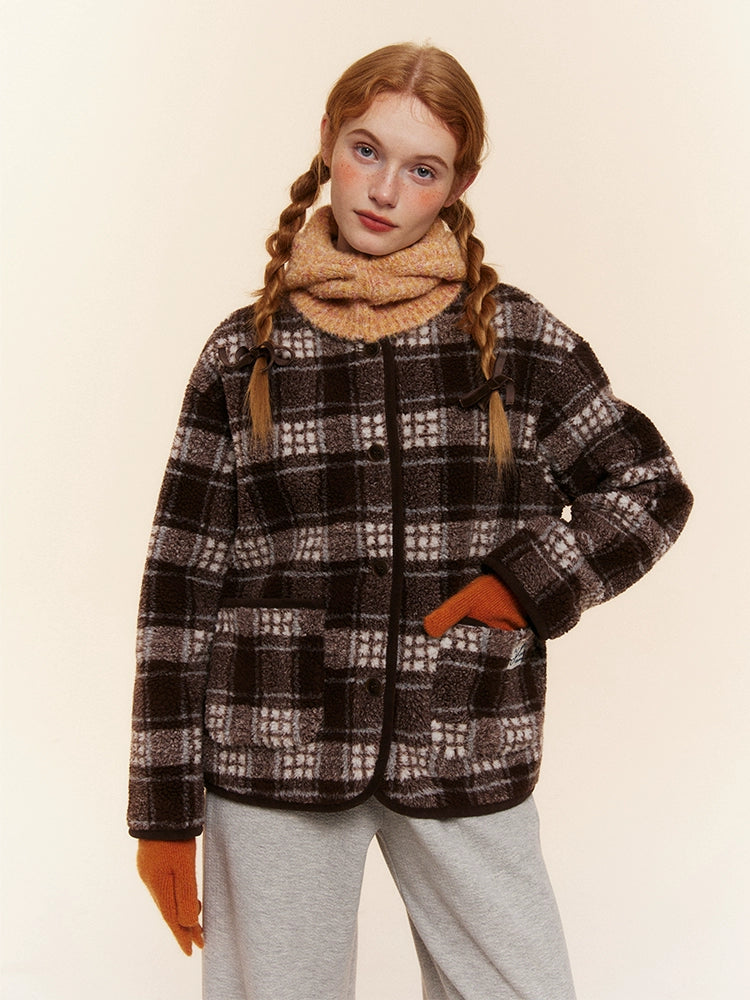 Plaid Lamb Wool Coat