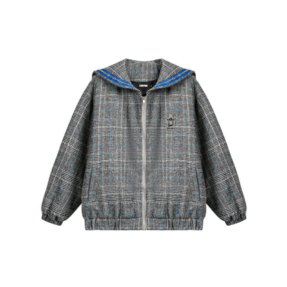 Loose Check Hooded Jacket