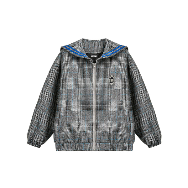 Loose Check Hooded Jacket