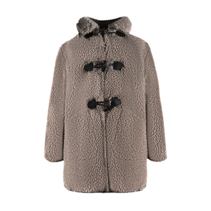 Lamb Wool Horn Button Jacket Set