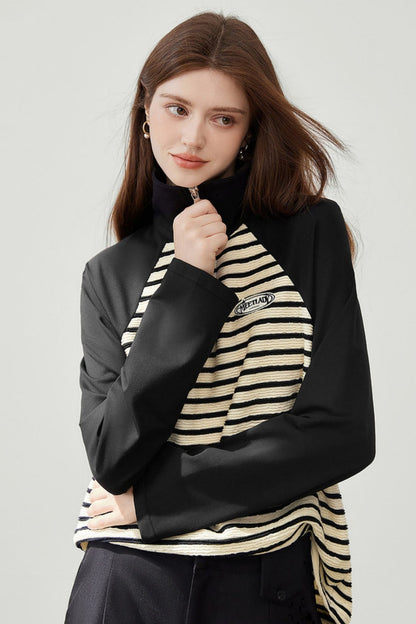 Half-Zip Striped Casual Top