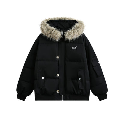 Large Fur Collar Hooded Jacket