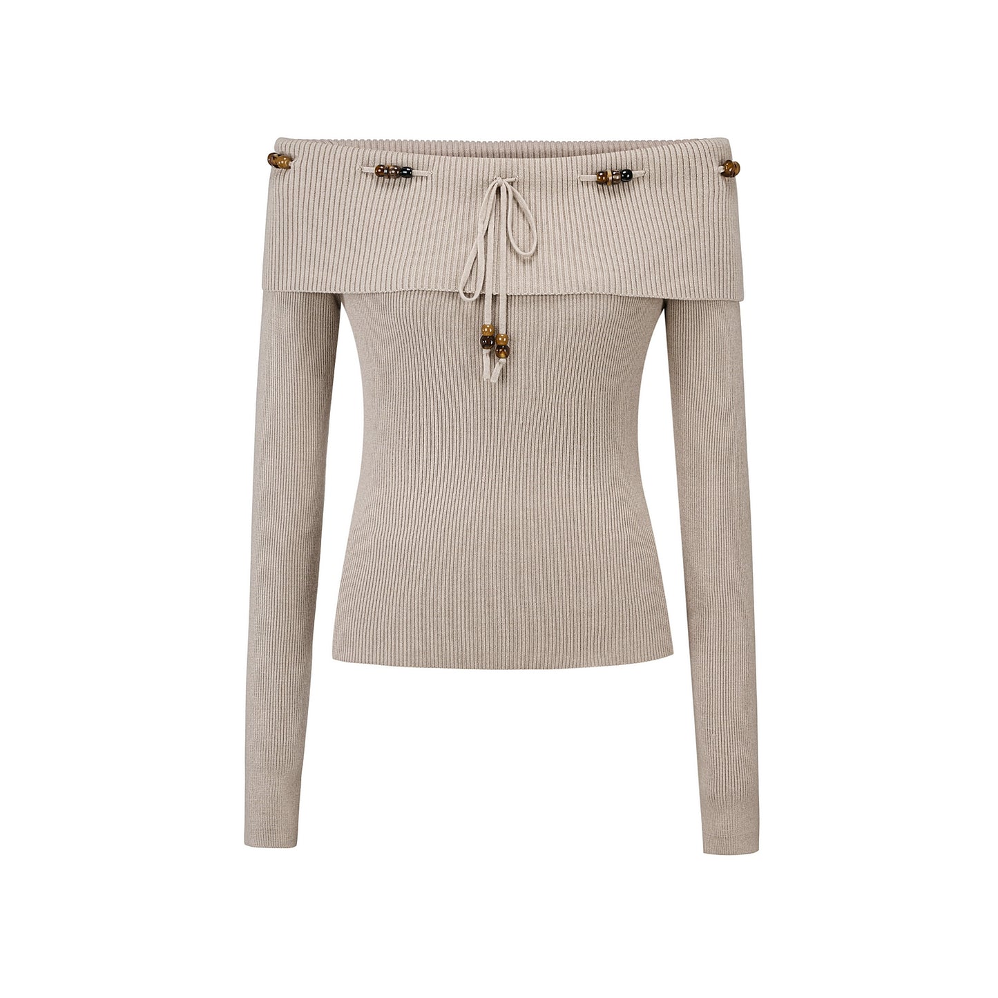 Beaded One-Shoulder Sweater