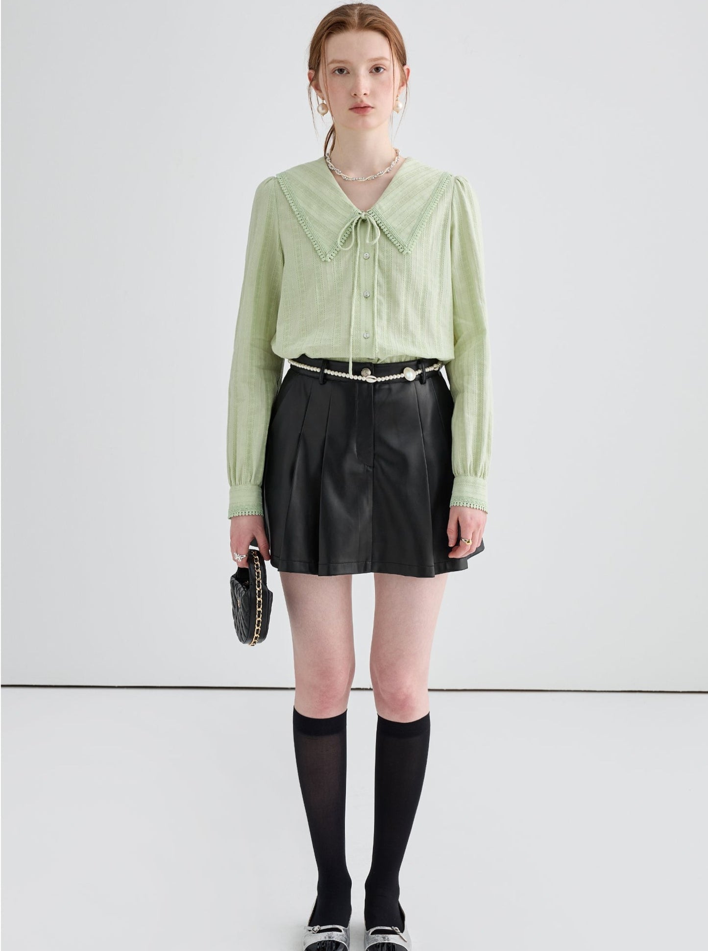 A-line PU Leather Half Skirt