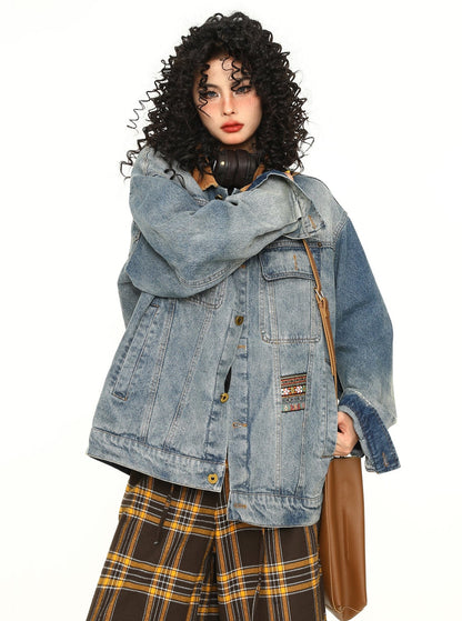 Luxuriöse gewaschene Denim-Jacke