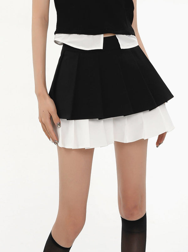 Stitching A-line Skirt