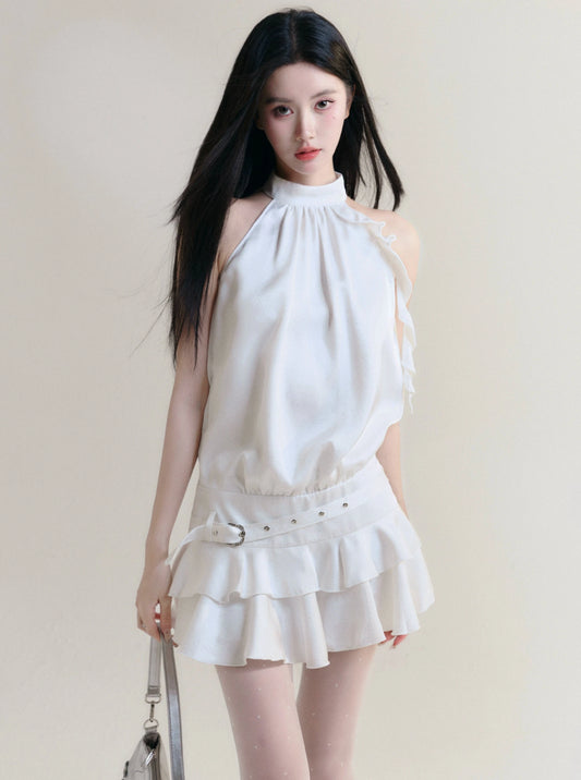 [SNH48 same style] fragile store - moonlight gravel hochwertiges satin off-the-shoulder halterneck slim dress