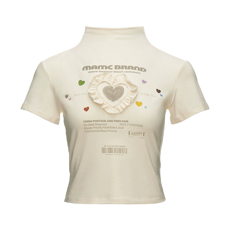 Neck Lace Heart Print Short Sleeve T-Shirt