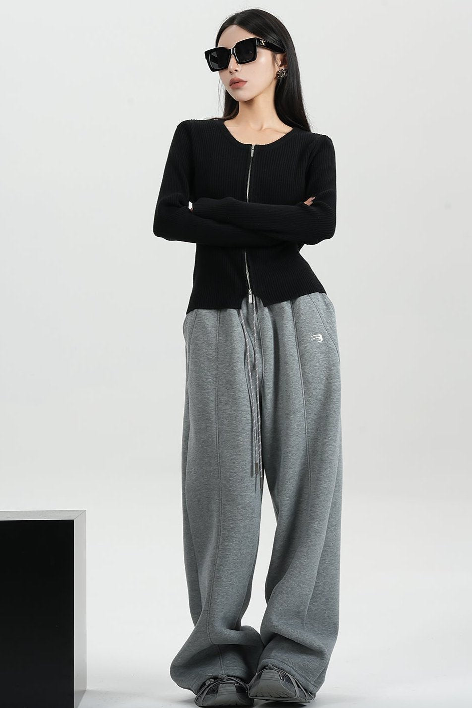 Fleece Thickened Wide-Leg Sweatpants