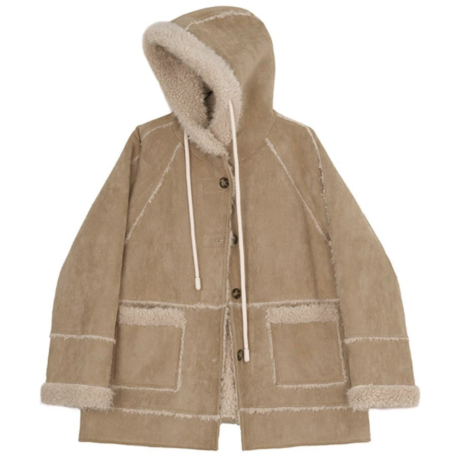 Hooded Suede Wool Jacket