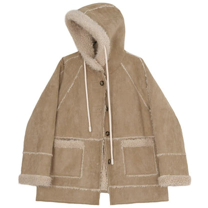 Hooded Suede Wool Jacket