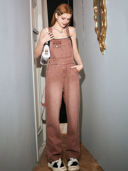 Vintage Denim Wide-Leg Bib Pants