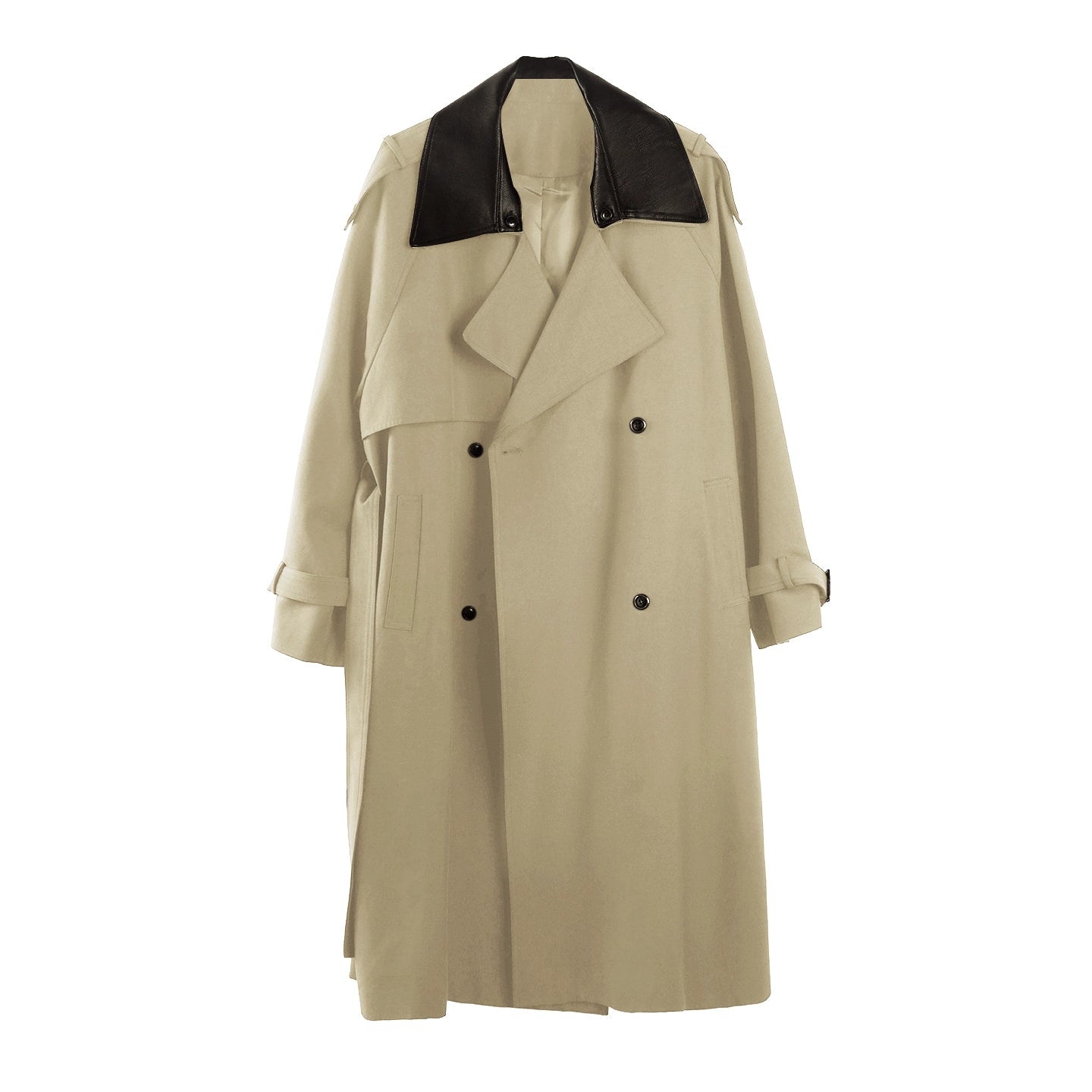 Patchwork Waist Tie-Up Tencel Cotton Trench Coat