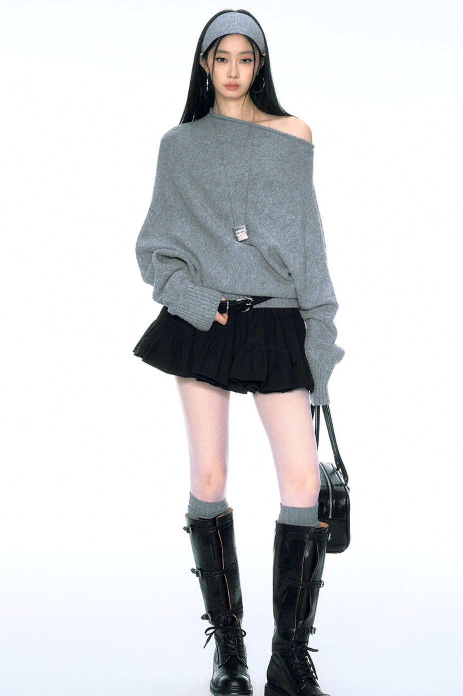 Slanted Shoulder Loose Sweater