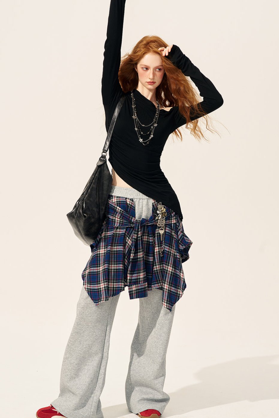 Elastic Waist Wide-Leg Casual Pants