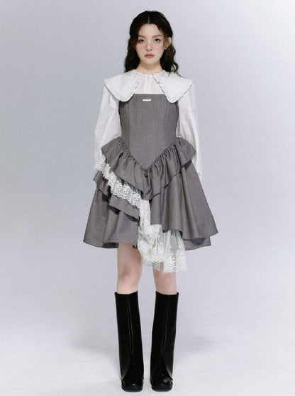 Asymmetrical Chinese Buckle Dress Set