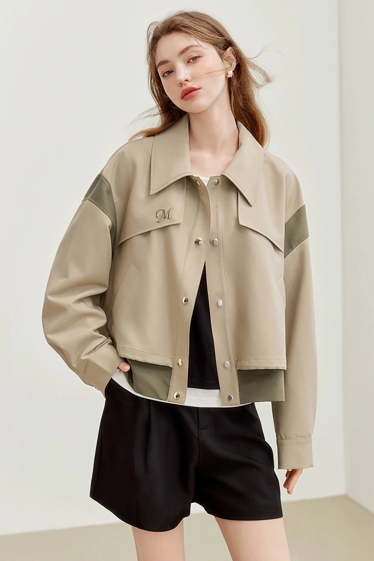 French Workwear Patchwork Short Jacket