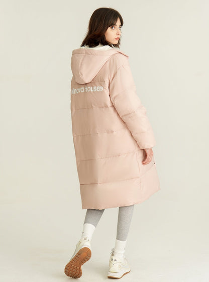 LONG HOODED COUPLE DOWN JACKET