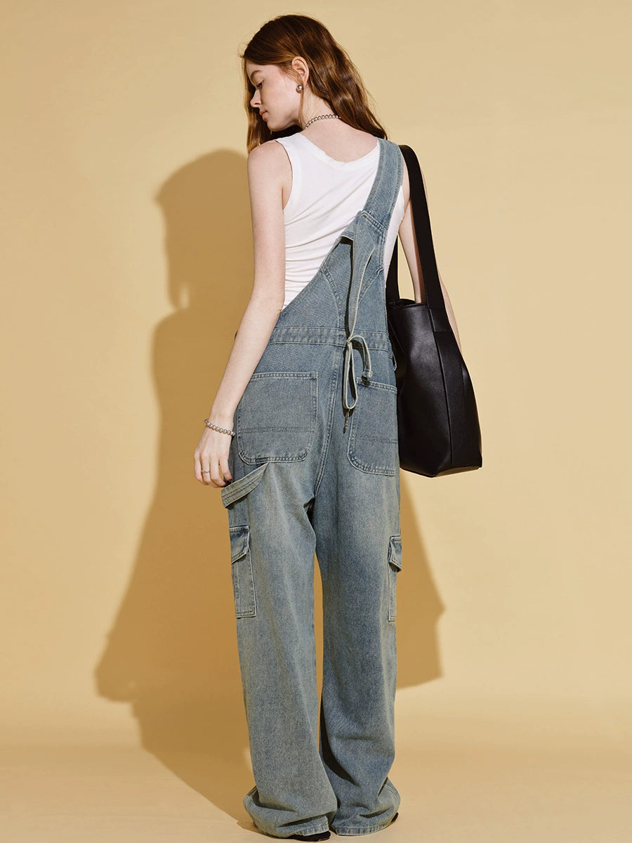 Loose Denim Bib Pants