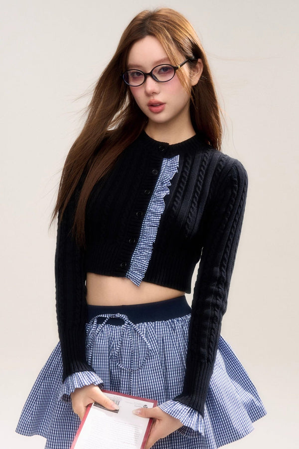 Rhombic Sky Cropped Knitted Top