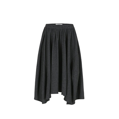 Volume Cut Elastic Waist Skirt