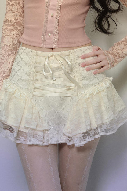 Ballet Aesthetics Irregular Lace Skirt