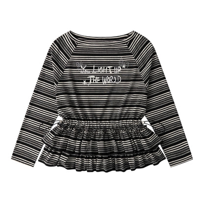 Chic One-Shoulder Striped Lace Top