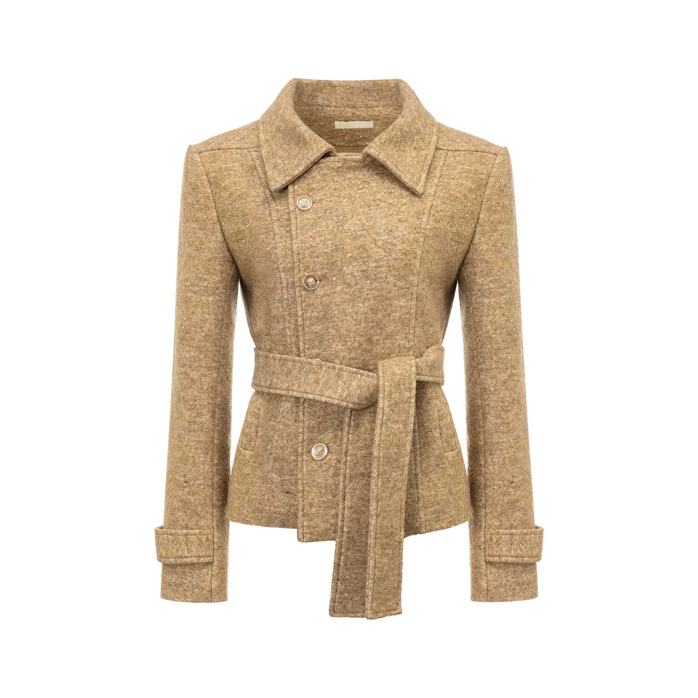 Khaki Tweed Jacket And Skirt Set-Up