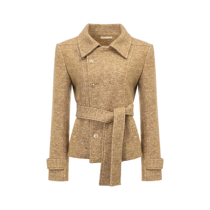 Khaki Tweed Jacket And Skirt Set-Up
