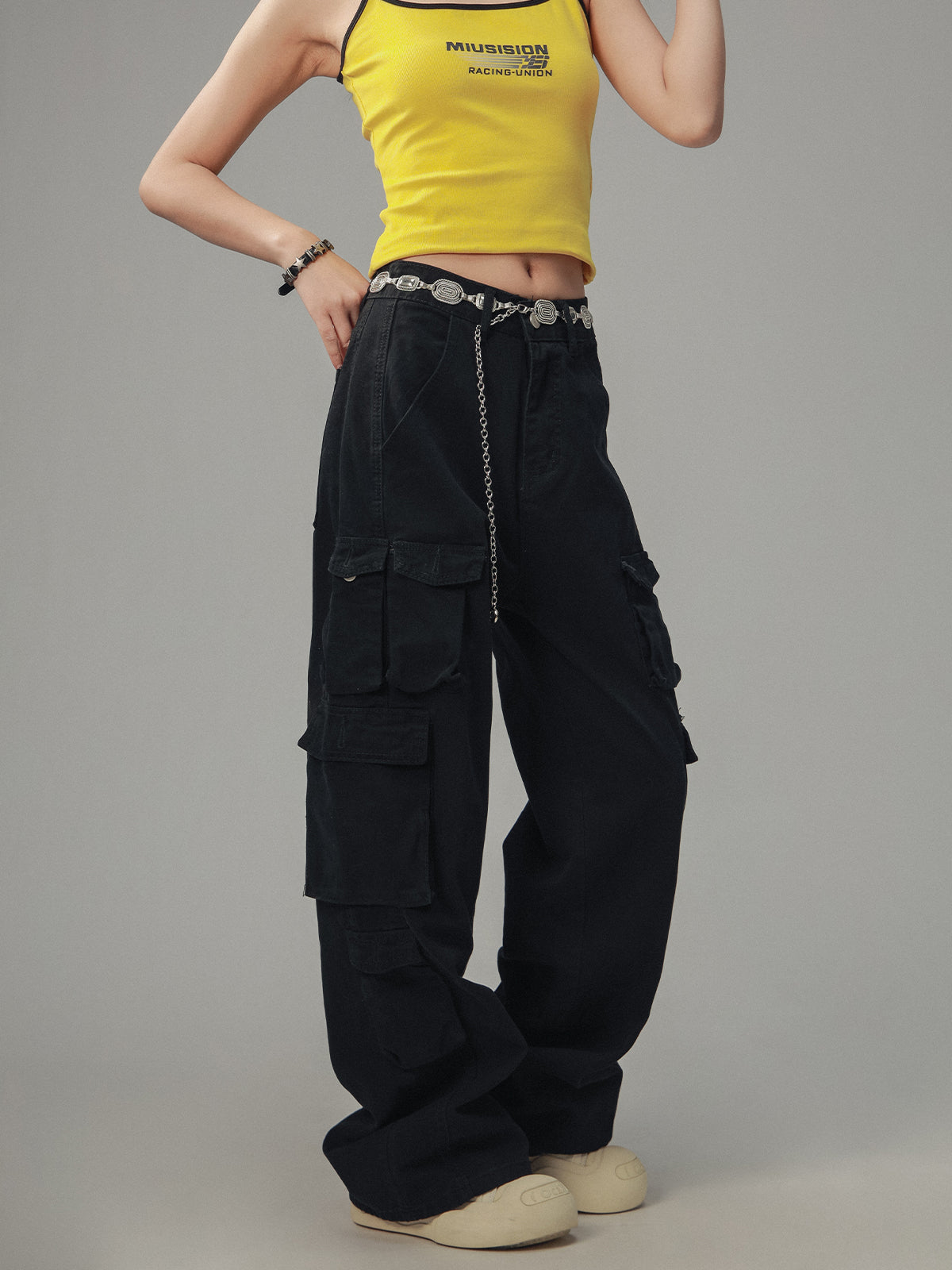 Vintage Distressed Pocket Cargo Pants