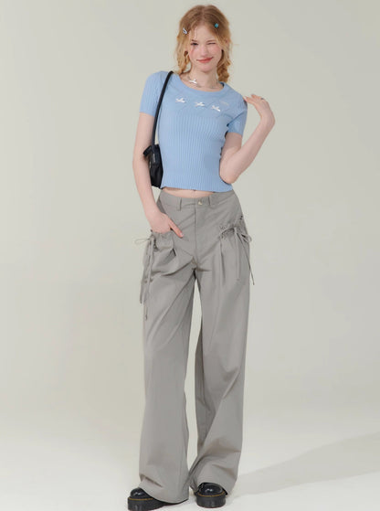 Retro High Waist Gray Pants