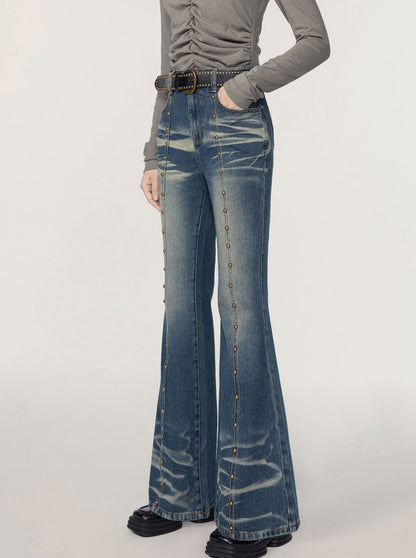 Hohe Taille Flared Jeanshose