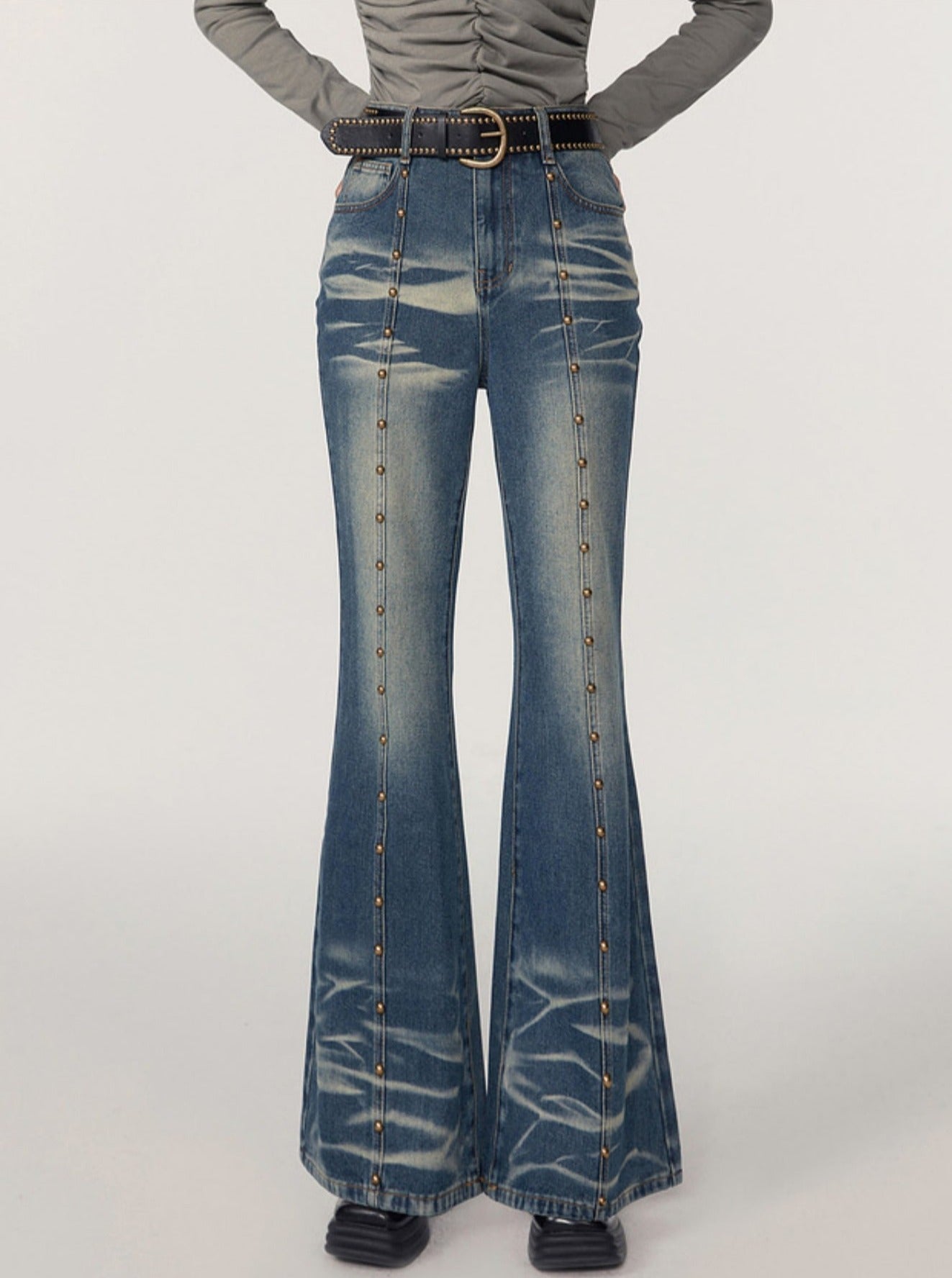 Hohe Taille Flared Jeanshose