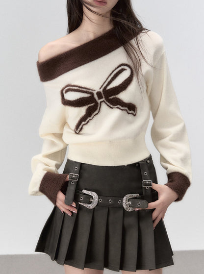 Straight Shoulder Design Sense Knitwear Sweater