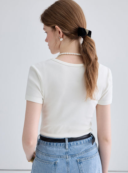 Square Neck Knit Crop Top