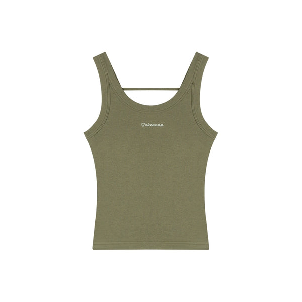 U-Neck Elastic Pit Stripe Underlay Top