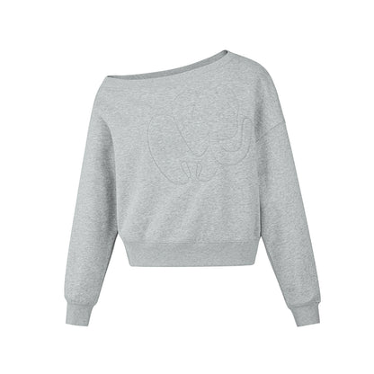 Slanted Shoulder Crew Neck Top