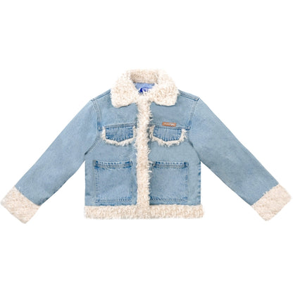 American thickened cotton denim lamb wool coat