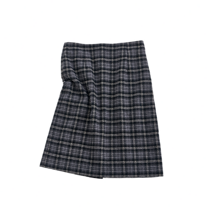 Retro Bias-Cut Plaid Skirt