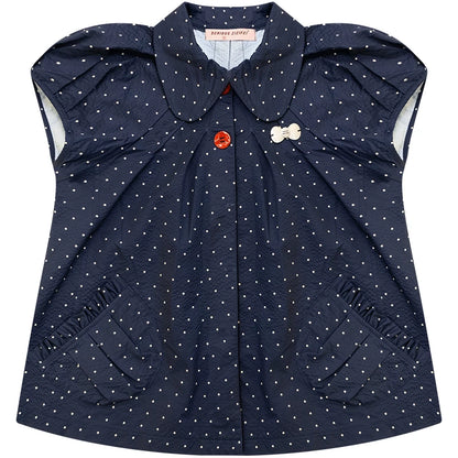 Maglia aderente retrò con colletto Peter Pan a pois