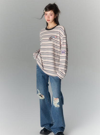 Striped Loose Long Sleeve Top